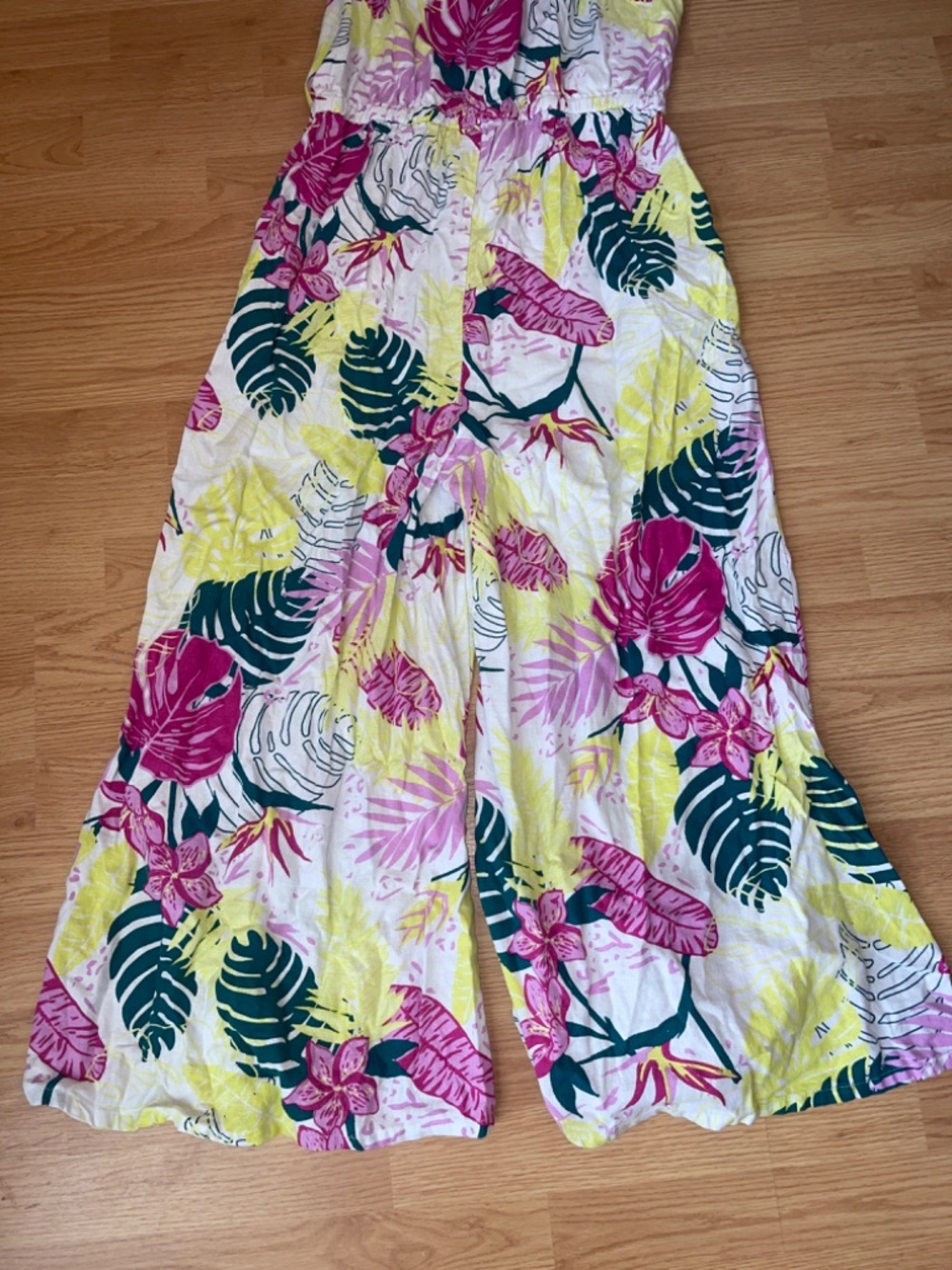 Nicole Miller Linen Blend Tropical Wide Leg Jumpsuit Overalls Size Medium - Picture 9 of 14